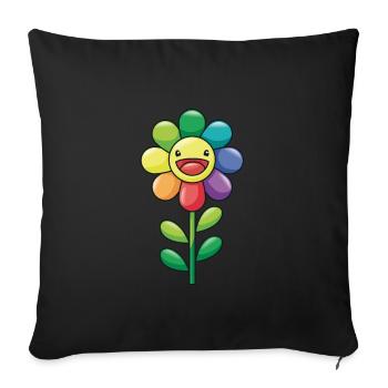 Coloré fleur tournesol arc en ciel couleurs enfants - Housse de coussin décorative 45 x 45 cm - noir - Devant