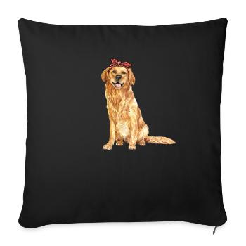 Cadeau de maman chien Golden Golden Retriever doux - Housse de coussin décorative 45 x 45 cm - noir - Devant