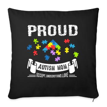 Maman fière de l'autisme - Housse de coussin décorative 45 x 45 cm - noir - Devant