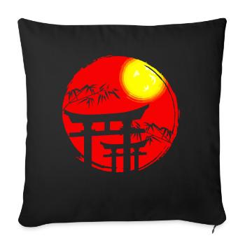 Temple du soleil japonais Japon - Housse de coussin décorative 45 x 45 cm - noir - Devant