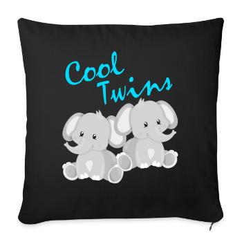 Twins gift girls boys kids - Sofa pillowcase 17,3'' x 17,3'' (45 x 45 cm) - black - Front