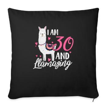 30th birthday llama - Sofa pillowcase 17,3'' x 17,3'' (45 x 45 cm) - black - Front