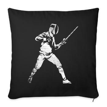 Escrime - Housse de coussin décorative 45 x 45 cm - noir - Devant