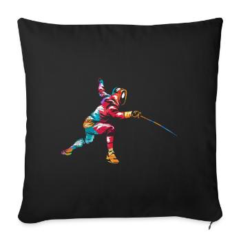 Escrime - Housse de coussin décorative 45 x 45 cm - noir - Devant
