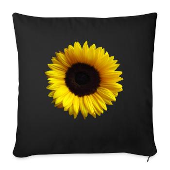 Sunflower, sunflower, flower, bloom, floral - Sofa pillowcase 17,3'' x 17,3'' (45 x 45 cm) - black - Front