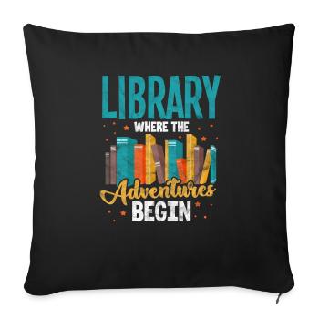 Livres de bibliothèque lecture livre rat de bibliothèque cadeau - Housse de coussin décorative 45 x 45 cm - noir - Devant