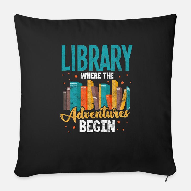 Bibliothek Bücher Lesen Buch Leseratte Geschenk - Sofakissenbezug 45 x 45 cm - Schwarz