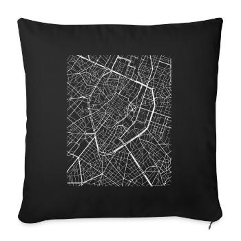 Minimal Brussels center city map and streets - Sofa pillowcase 17,3'' x 17,3'' (45 x 45 cm) - black - Front