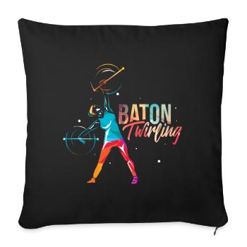 Baton Twirling Cadeau - Housse de coussin décorative 45 x 45 cm - noir - Devant