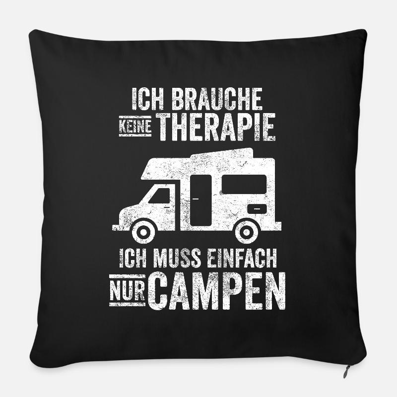 Campen Wohnmobil Camper Campingplatz - Sofakissenbezug 45 x 45 cm - Schwarz