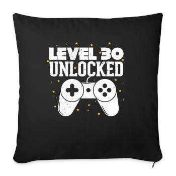 Niveau 30 30e anniversaire 30 ans de cadeau de jeu - Housse de coussin décorative 45 x 45 cm - noir - Devant