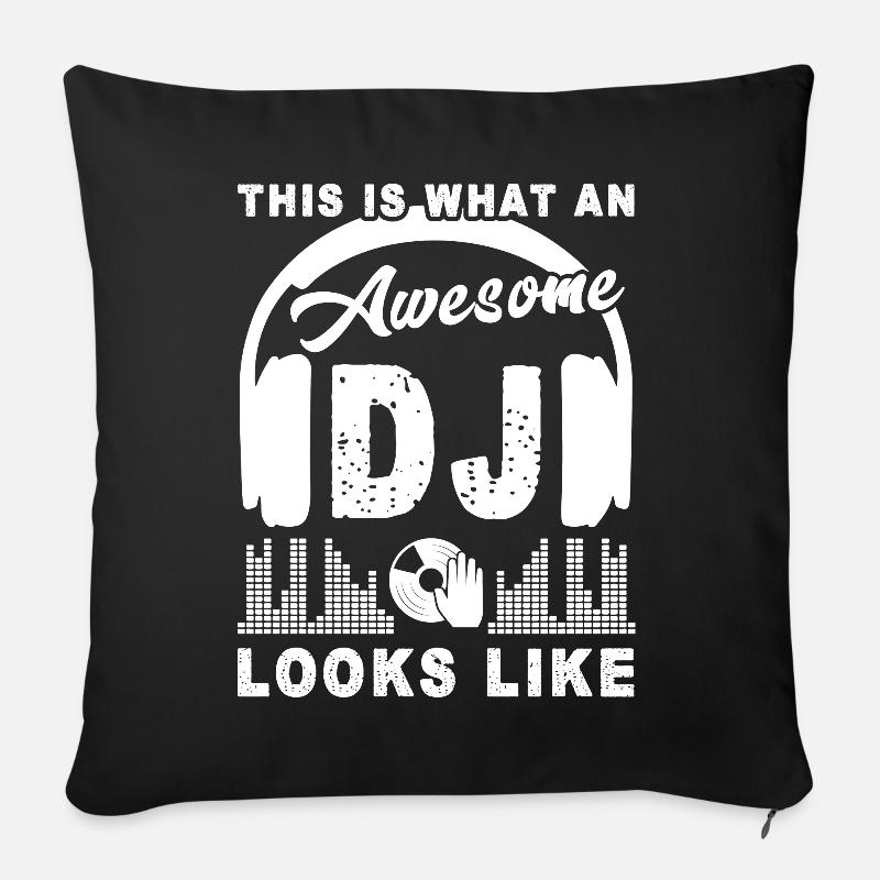 DJ Awesome DJ ressemble - Housse de coussin décorative 45 x 45 cm - noir