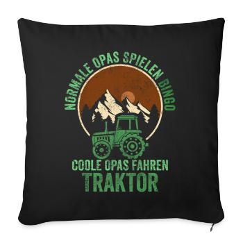 Traktor Opa Landwirt Bauer - Sofakissenbezug 45 x 45 cm - Schwarz - Vorne