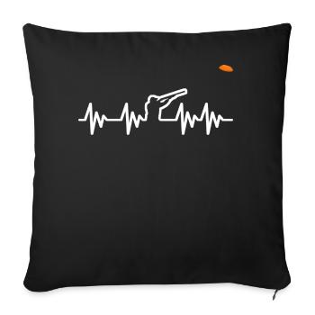 Heartbeat clay pigeon shooting throwing target - Sofa pillowcase 17,3'' x 17,3'' (45 x 45 cm) - black - Front