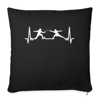HEARTBEAT fencing trainer fencer foil FENCING - Sofa pillowcase 17,3'' x 17,3'' (45 x 45 cm) - black - Front