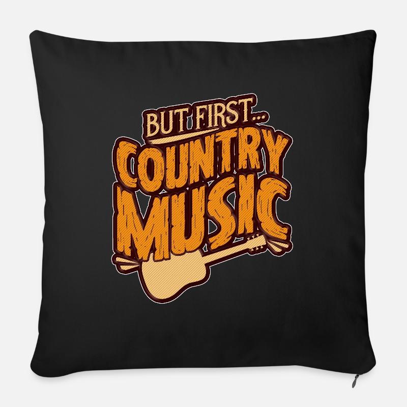 Country Musik Gitarre - Sofakissenbezug 45 x 45 cm - Schwarz