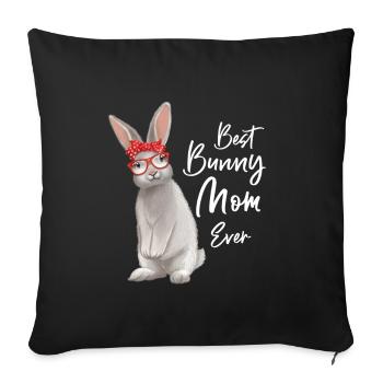Meilleur lapin maman Ever Lapins Mère Lapin Rengaine - Housse de coussin décorative 45 x 45 cm - noir - Devant