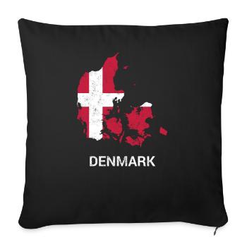 Carte et drapeau du Danemark (Danemark) - Housse de coussin décorative 45 x 45 cm - noir - Devant