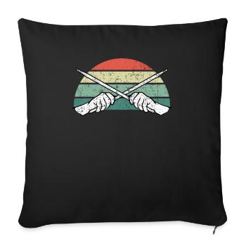 Schlagzeug Schlagzeuger - Sofakissenbezug 45 x 45 cm - Schwarz - Vorne