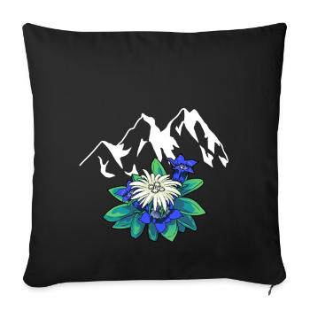 Mountains mountains Tirol Edelweiss gentian nature hiking - Sofa pillowcase 17,3'' x 17,3'' (45 x 45 cm) - black - Front