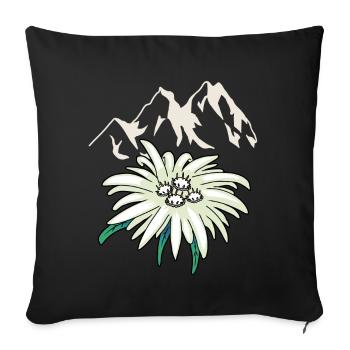 Mountains Mountains Peaks Edelweiss Blume Tirol Alm - Sofa pillowcase 17,3'' x 17,3'' (45 x 45 cm) - black - Front