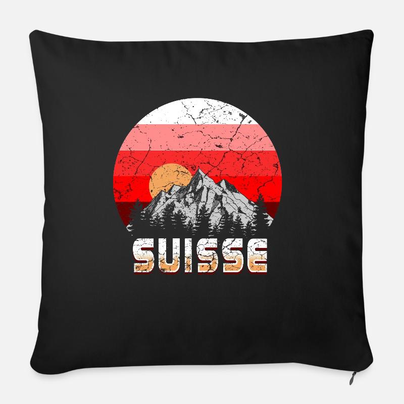 Suisse Schweiz - Sofakissenbezug 45 x 45 cm - Schwarz