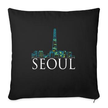 City trip - Country - World City Seoul - Sofa pillowcase 17,3'' x 17,3'' (45 x 45 cm) - black - Front
