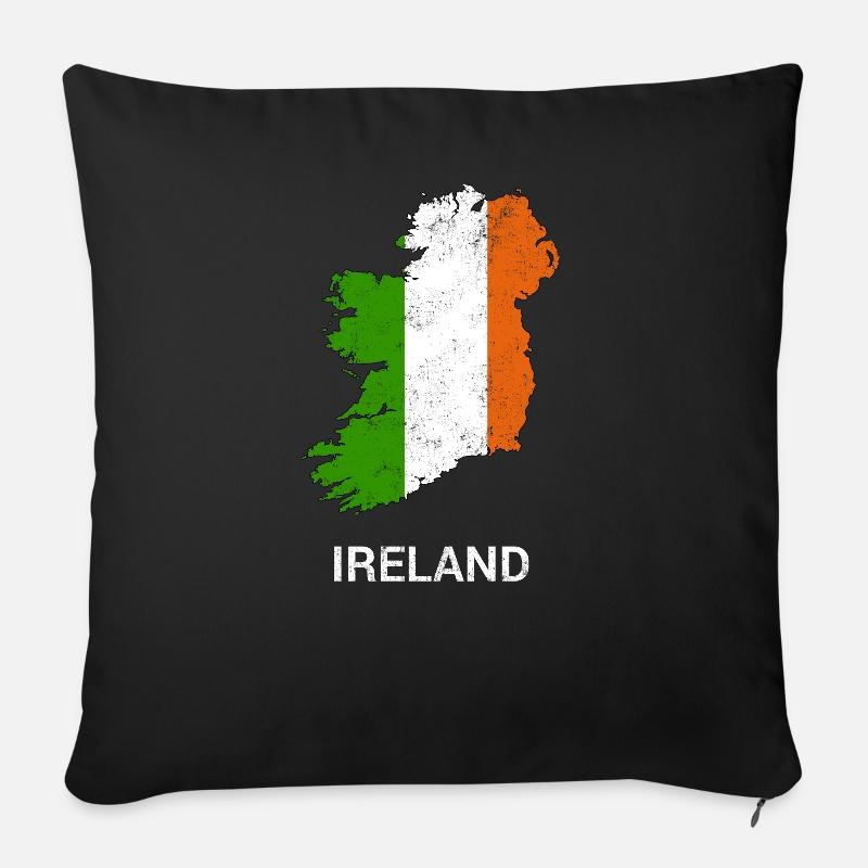 Irland ( Eire ) Länderkarte & Flagge - Sofakissenbezug 45 x 45 cm - Schwarz