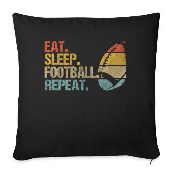 Eat Sleep Football Repeat Rugby Vintage Retro - Sofa pillowcase 17,3'' x 17,3'' (45 x 45 cm) - black - Front