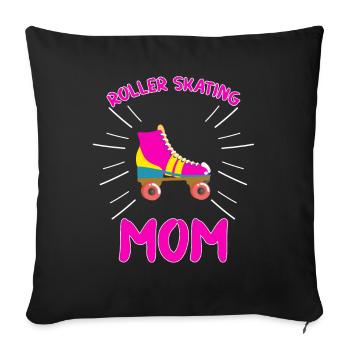 T-shirt cadeaux d'anniversaire maman Rollerskate - Housse de coussin décorative 45 x 45 cm - noir - Devant