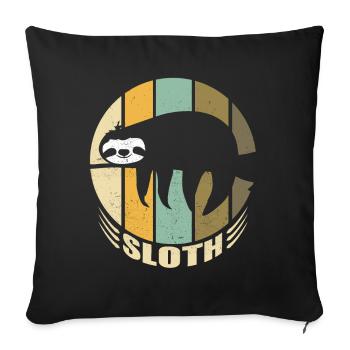 Sloth Retro Sloth Funny Gift Idea Present - Sofa pillowcase 17,3'' x 17,3'' (45 x 45 cm) - black - Front