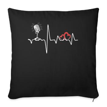T-shirt de chanteur de chanteur de musicien de battement de coeur de microphone - Housse de coussin décorative 45 x 45 cm - noir - Devant