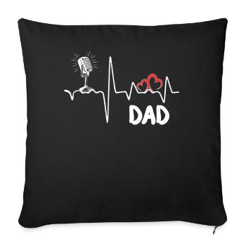 Microphone heartbeat musician singer singer dad tee - Sofa pillowcase 17,3'' x 17,3'' (45 x 45 cm) - black - Front