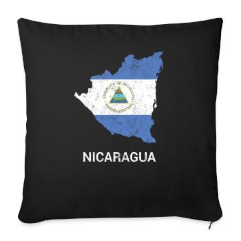 Carte et drapeau du Nicaragua - Housse de coussin décorative 45 x 45 cm - noir - Devant