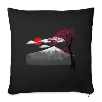 Fleur de cerisier Japon Asie Nature Montagnes Nature - Housse de coussin décorative 45 x 45 cm - noir - Devant