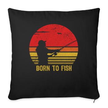 Retro Vintage Fishing tshirt for fisherman Gifts - Sofakissenbezug 45 x 45 cm - Schwarz - Vorne