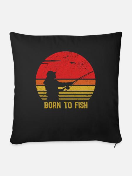 Retro Vintage Fishing tshirt for fisherman Gifts - Sofakissenbezug 45 x 45 cm - Schwarz