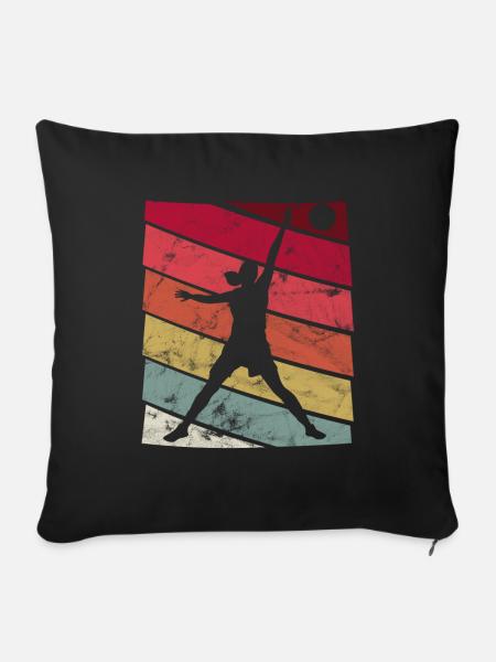 Basketball féminin rétro - Housse de coussin décorative 45 x 45 cm - noir