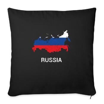 Carte et drapeau de la Russie (Россия) - Housse de coussin décorative 45 x 45 cm - noir - Devant