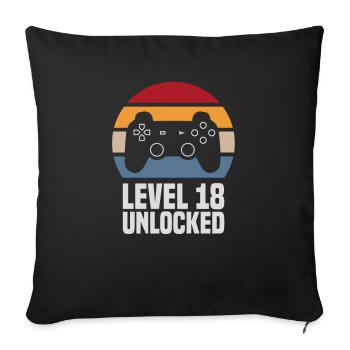 Level 18 unlocked 18th birthday gamer gambler - Sofa pillowcase 17,3'' x 17,3'' (45 x 45 cm) - black - Front