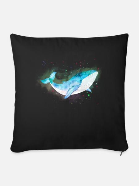 Blauwal Buckelwal Kosmos Ozean Wal Klimaschutz - Sofakissenbezug 45 x 45 cm - Schwarz