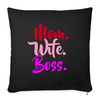 Maman femme patron - Housse de coussin décorative 45 x 45 cm - noir - Devant