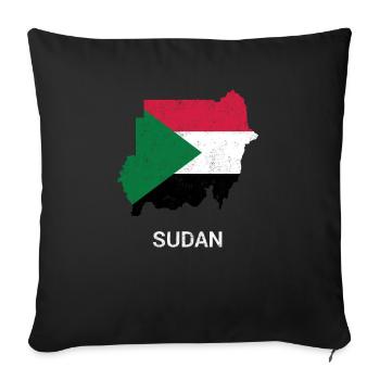 Soudan ( As-Soudan ) carte du pays &drapeau - Housse de coussin décorative 45 x 45 cm - noir - Devant