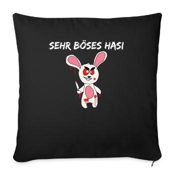 Sehr böses Hasi - böser psycho Hase - Sofakissenbezug 45 x 45 cm - Schwarz - Vorne
