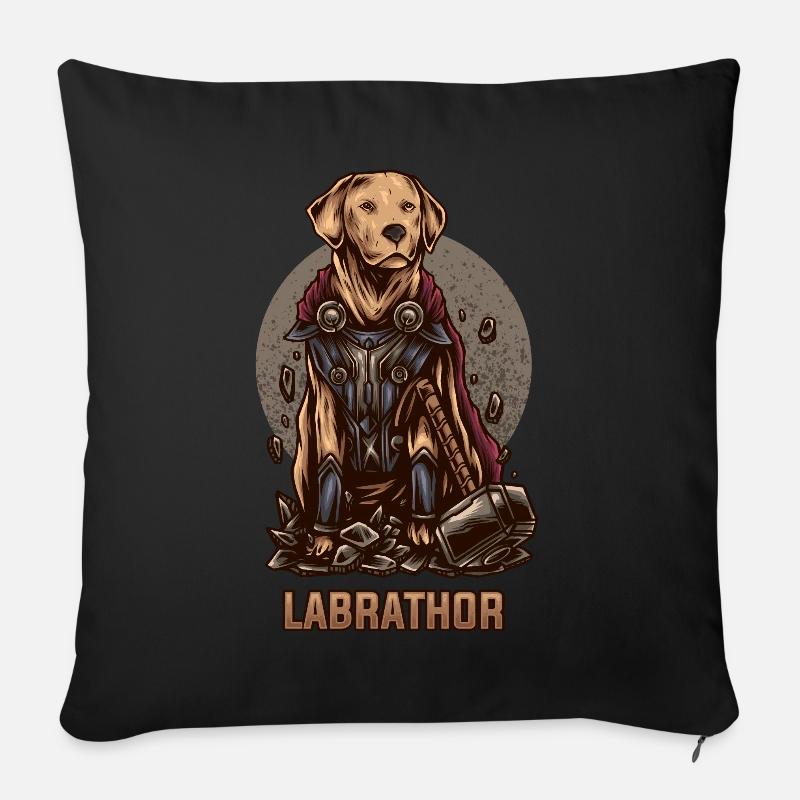 Labrathor Labrador Labby - Housse de coussin décorative 45 x 45 cm - noir