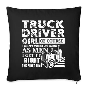 Chauffeur de camion chauffeur de camion fille - Housse de coussin décorative 45 x 45 cm - noir - Devant