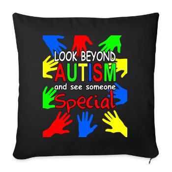 Autist, Autismus - Sofa pillowcase 17,3'' x 17,3'' (45 x 45 cm) - black - Front