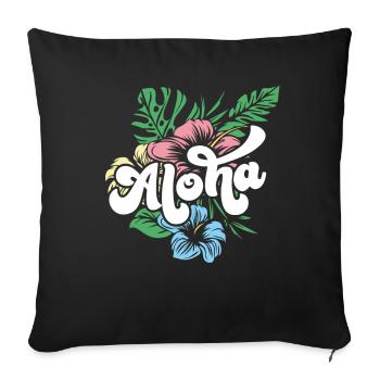 Aloha Hibiscus Hawaii - Housse de coussin décorative 45 x 45 cm - noir - Devant