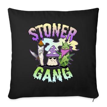 Stoner Gang joint grass flowering magic mushroom stoner - Sofa pillowcase 17,3'' x 17,3'' (45 x 45 cm) - black - Front