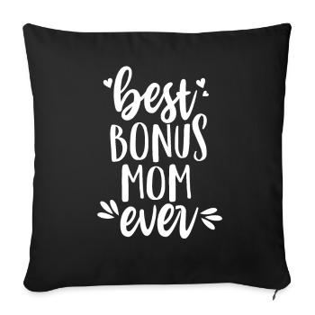 Meilleure maman bonus de tous les temps - belle-mère - Housse de coussin décorative 45 x 45 cm - noir - Devant